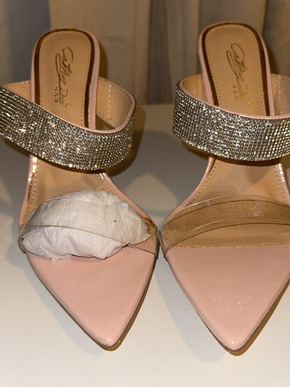Cathy Din, COCO Embellished Nude Pointed-Toe Heels